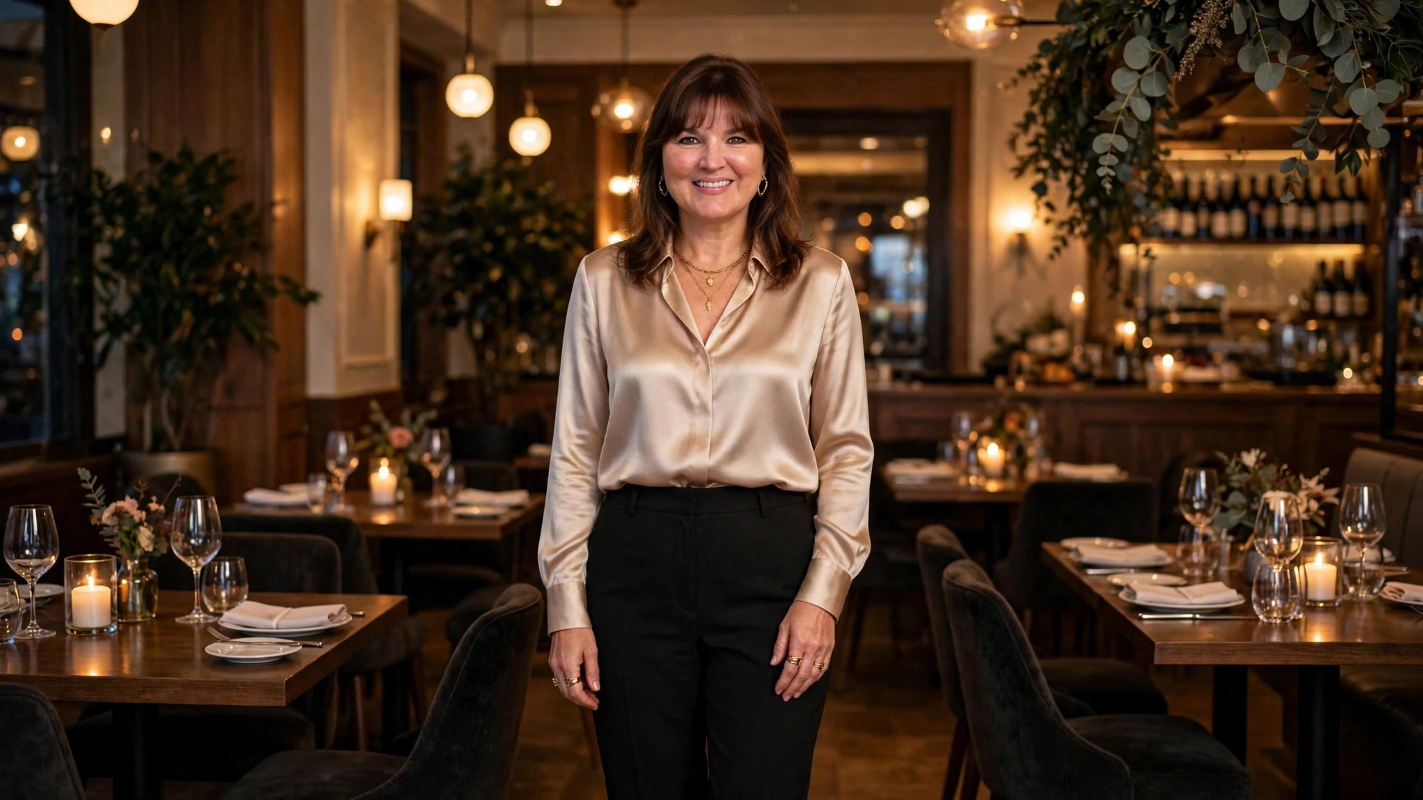 Woman in a dinner outfit
