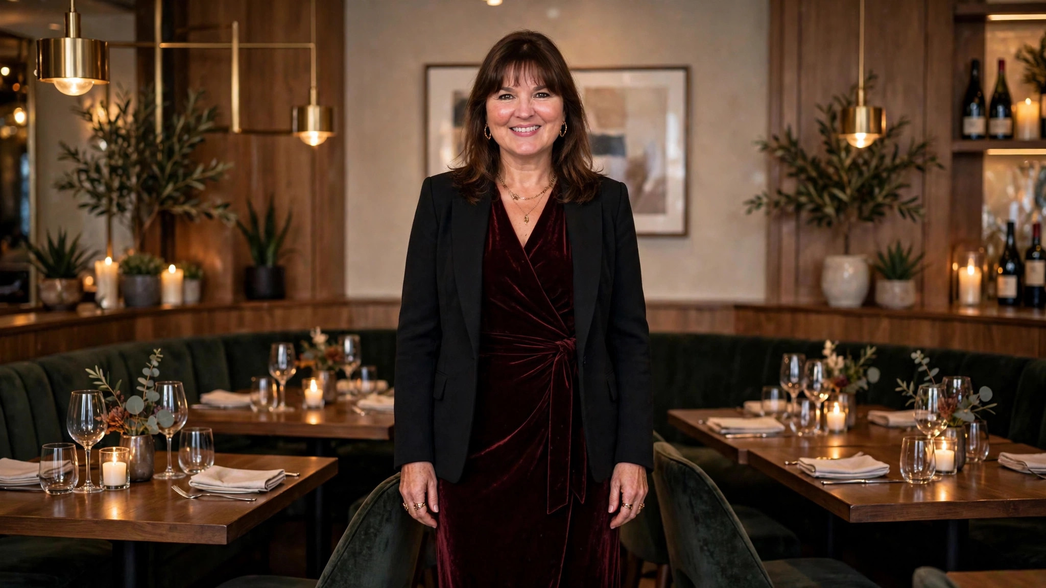 Woman over 40 in a dinner outfit