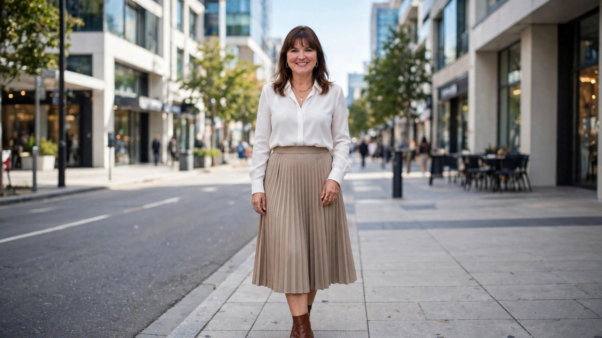 Woman wearing a midi skirt